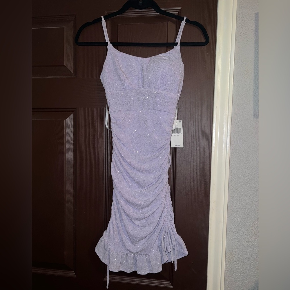 B Darlin Light Purple Dress with Ruched Design